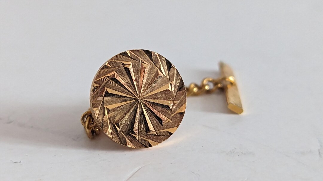 Vintage Square Gold Tone Diamond Cut Star Burst Badge Tie Pin - Etsy