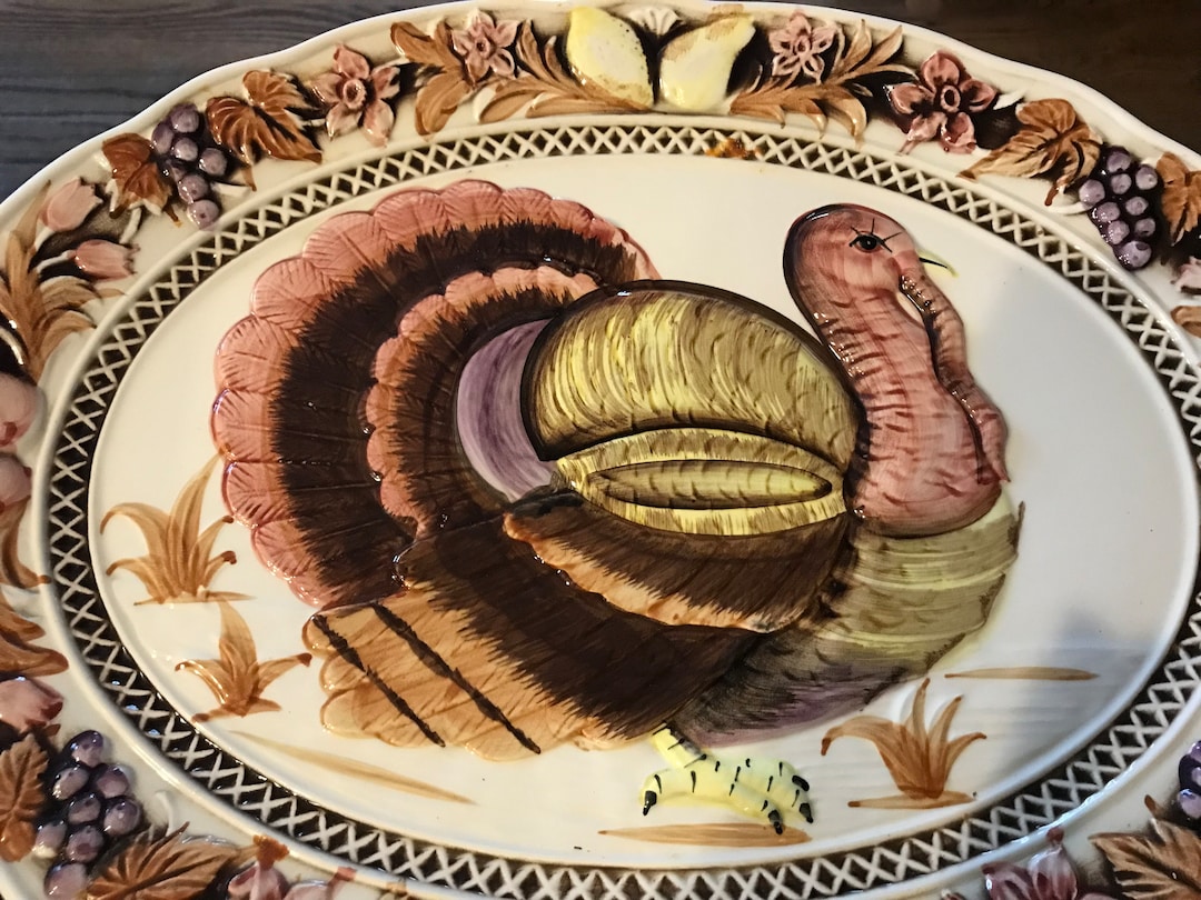 Vintage Turkey Thanksgiving Serving Platter Etsy