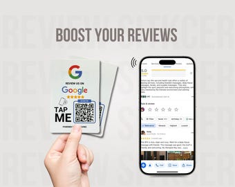 Etiqueta NFC para reseñas de Google / Calificación de cinco estrellas para negocios