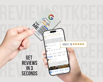 Etiqueta NFC para reseñas de Google / Calificación de cinco estrellas para negocios, código QR