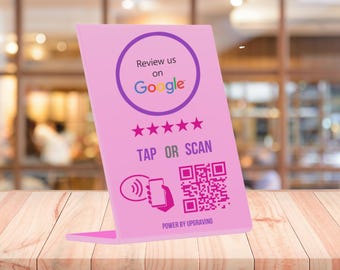 Soporte NFC rosa para reseñas de Google / Comentarios instantáneos de los clientes