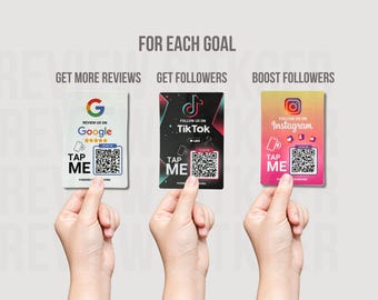 Pegatinas con código QR NFC / Reseñas de Google, Instagram, TikTok