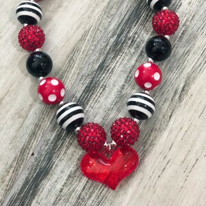 Red and Black Heart Children&#39;s Bubblegum Necklace