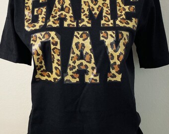 Leopard Game Day Graphic Tee - Black Unisex Shirt
