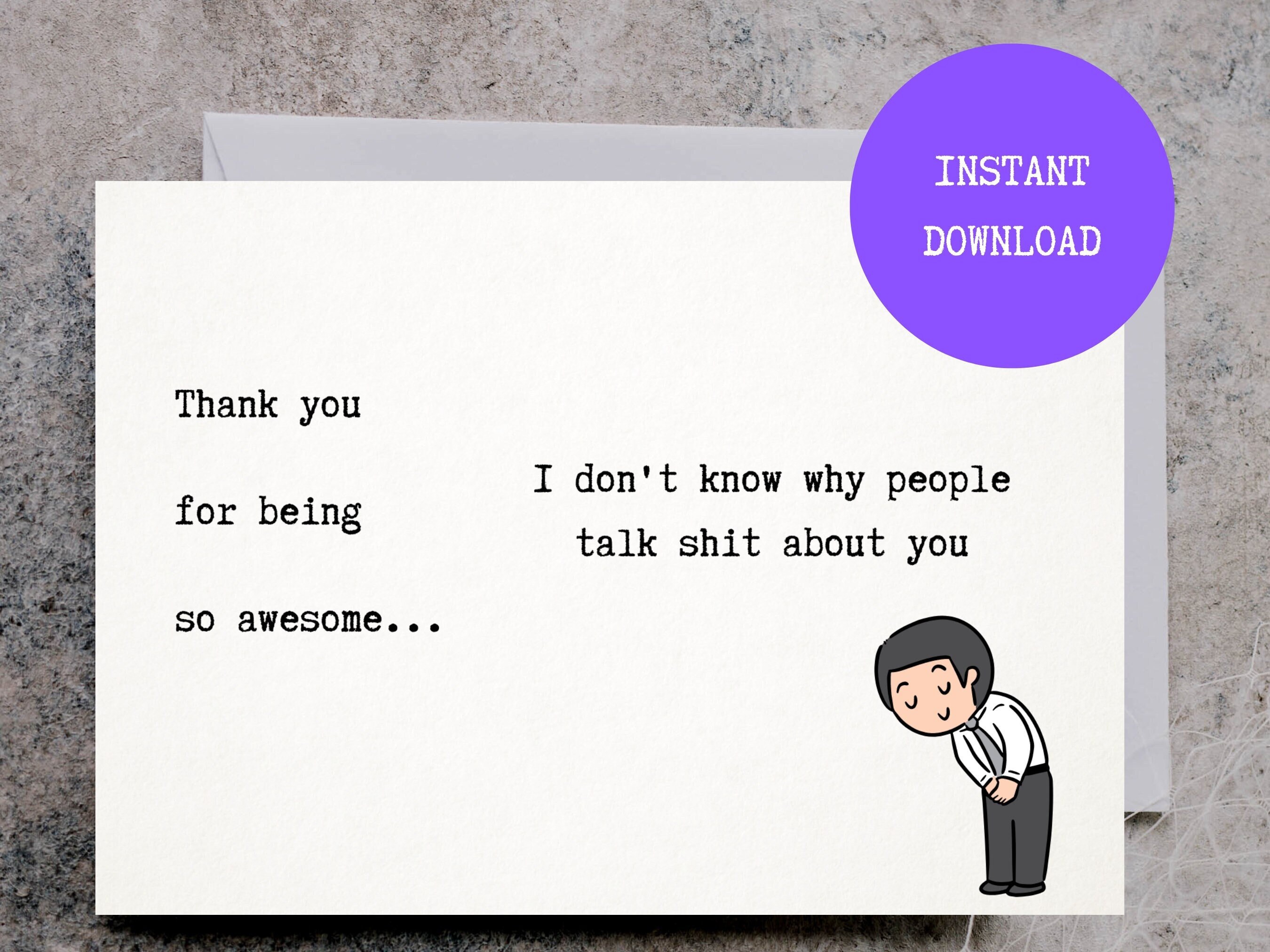 Thank You Card Printable / Funny Thank You Card Printable / Etsy UK