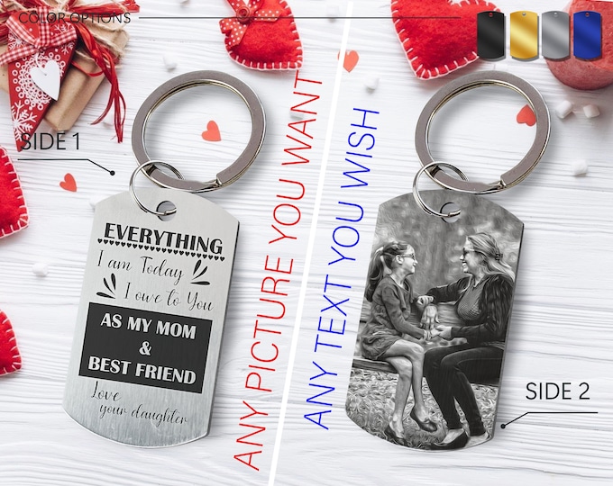 Engraved Photo Keychain • Personalized Gift for Mom or Grandma