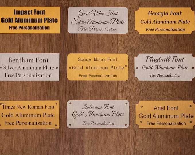 Custom Engraved Name Plate – Personalized Rowmark Metal Plaque, Adhesive or Screw Mount, Multiple Sizes, Colors & Shapes