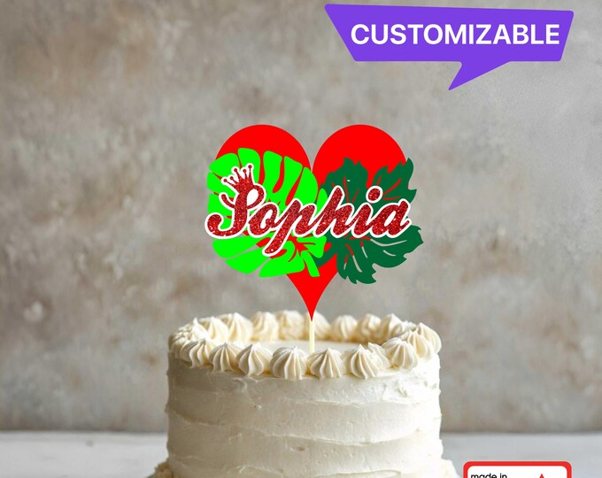 Custom Glitter Name Cake Topper: Personalized Party Decor