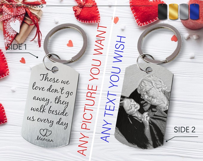 Personalized Photo Keychain • Engraved Stainless Steel Gift for Mother