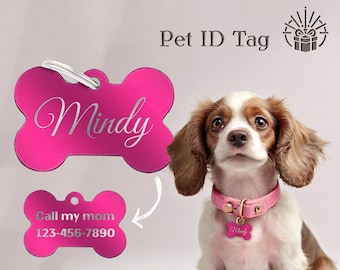 Engraved Pet ID Tag: Personalized Anodized Aluminum Dog Cat Tag
