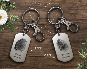 Custom Fingerprint Keychain: Personalized Engraved Memorial Gift