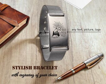 Personalized Engraved Bracelet: Custom Stainless Steel Memorial Gift