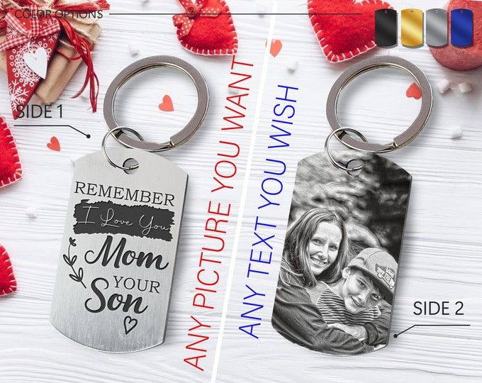 Engraved Photo Keychain • Personalized Mother's Day Gift