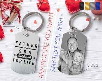 Engraved Photo Keychain • Personalized Memorial Gift for Father