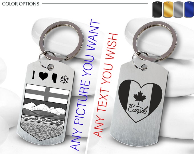 Custom Engraved Keychain • Personalized Photo or Text, Canadian Gift