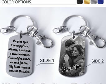 Custom Photo Keychain: Personalized Stainless Steel Couple Keepsake