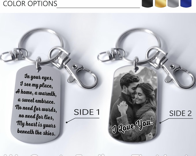 Custom Photo Keychain: Personalized Stainless Steel Couple Keepsake