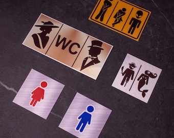 Custom Aluminum Restroom Sign, Engraved WC Door Plaque, Made in Canada