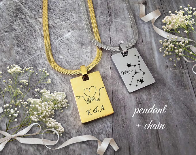 Engraved Pendant Necklace: Custom Memorial Gift