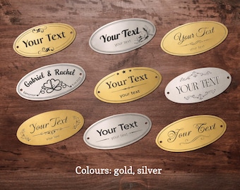 Custom Oval Metal Plate: personalized aluminum Tag with Adhesive or decorative Pins