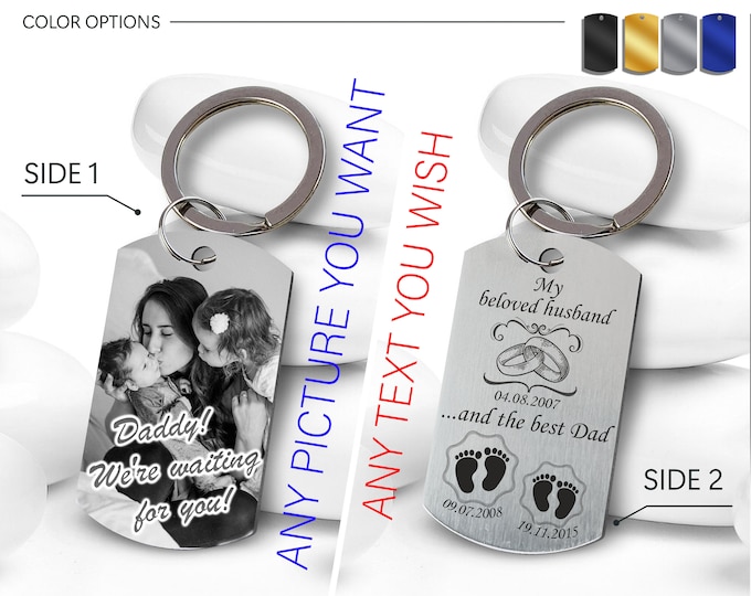 Custom Photo Engraved Keychain • Personalized Memorial Gift