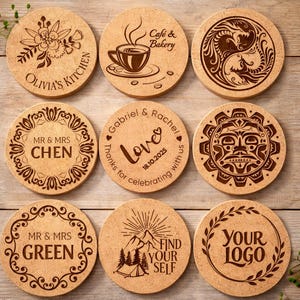 Custom Cork Coasters: laser engraving your design