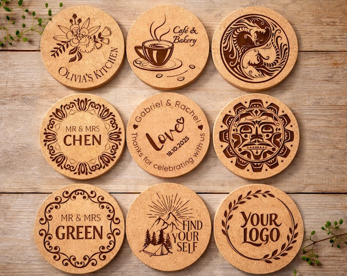 Custom Cork Coasters: laser engraving your design