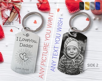 Personalized Photo Engraved Keychain • Memorial Gift for Parents
