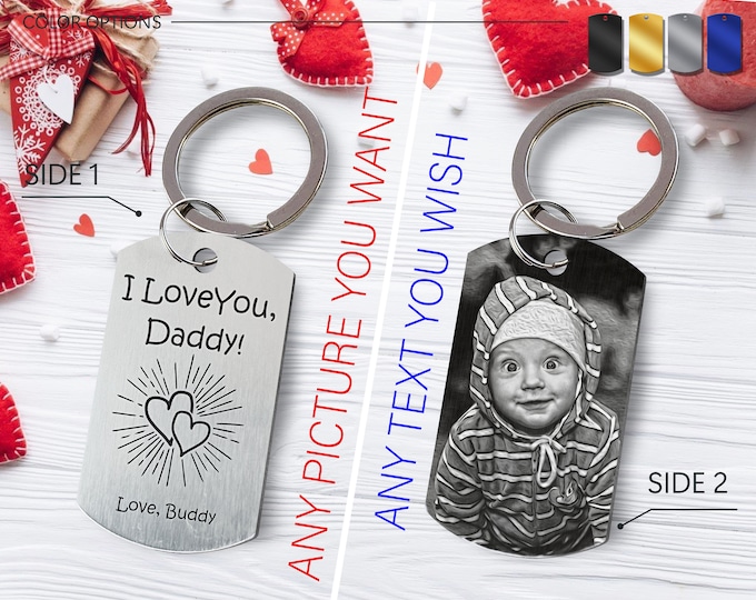 Personalized Photo Engraved Keychain • Memorial Gift for Parents