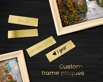 Custom photo & picture frame gold plaques: laser engraved