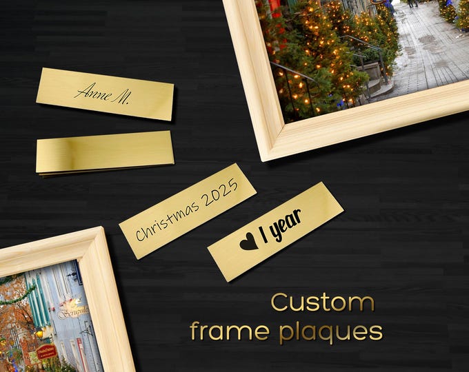 Custom photo & picture frame gold plaques: laser engraved
