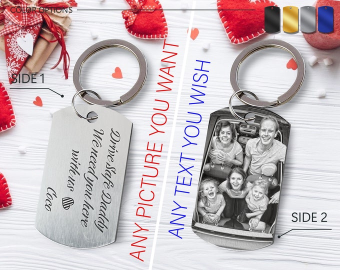 Custom Photo Engraved Keychain • Personalized Memorial Gift
