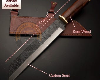 Custom Handmade Carbon Steel SEAX KNIFE With Leather Sheath Best Father&#39;s Day Gift Groomsmen Gift For Him Personalized Gift For Her