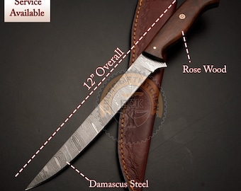 FILLET KNIFE Handmade Damascus Steel Fishing Knife Best Birthday Gift for Father Anniversary Gift for Husband Personalized Christmas Gift