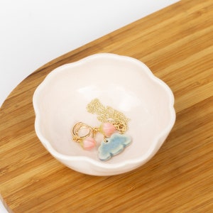 Handmade Small Cherry Blossom Sakura Trinket Bowl | Small Porcelain Trinket Dish | Aesthetic Ceramic Pink Bowl | Jewelry Dish, Ring Dish