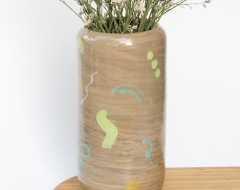 Handmade Ceramic Colorful Vase | Hand-painted Vase | Colorful Flower Vase | Aesthetic Vase | Funky Retro Design | Modern Flower Vase