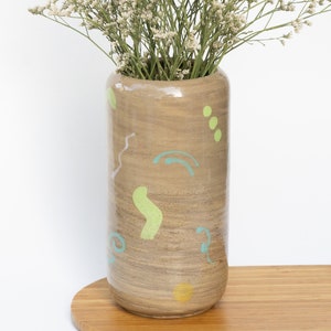 Handmade Ceramic Colorful Vase | Hand-painted Vase | Colorful Flower Vase | Aesthetic Vase | Funky Retro Design | Modern Flower Vase