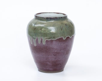 Handmade Ceramic Flower Vase | Purple and Green Pottery Vase | Wheel Thrown Cool Vase