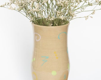 Handmade Ceramic Colorful Vase | Hand-painted Vase | Colorful Flower Vase | Aesthetic Vase | Funky Retro Design | Modern Flower Vase