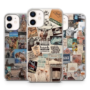 Western Collage Phone Case Aesthetic Cover for iPhone 15 14, 13 12 11 Pro, XR, Samsung A13, S22, S21 FE, A40, A72, A52, Pixel 6a, 7