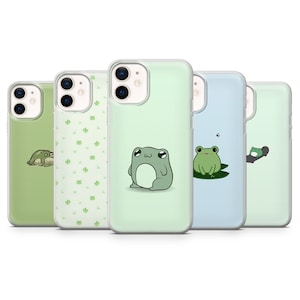 Cute Frog Phone Case Aesthetic Cover for iPhone 15 14, 13 12 11 Pro, XR, Samsung A13, S22, S21 FE, A40, A72, A52, Pixel 6a, 7