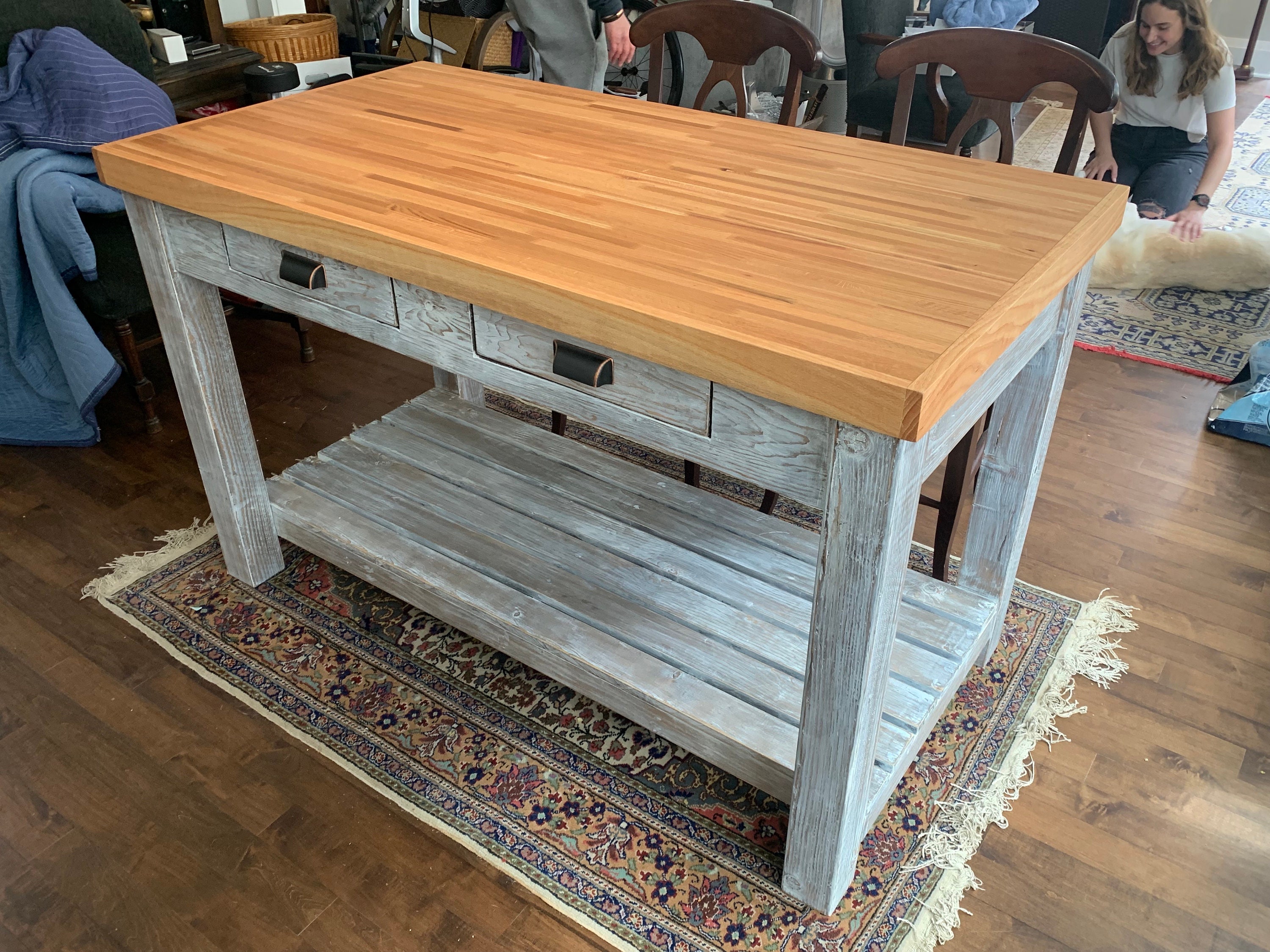 Butcher Top Kitchen Island Red Oak Etsy