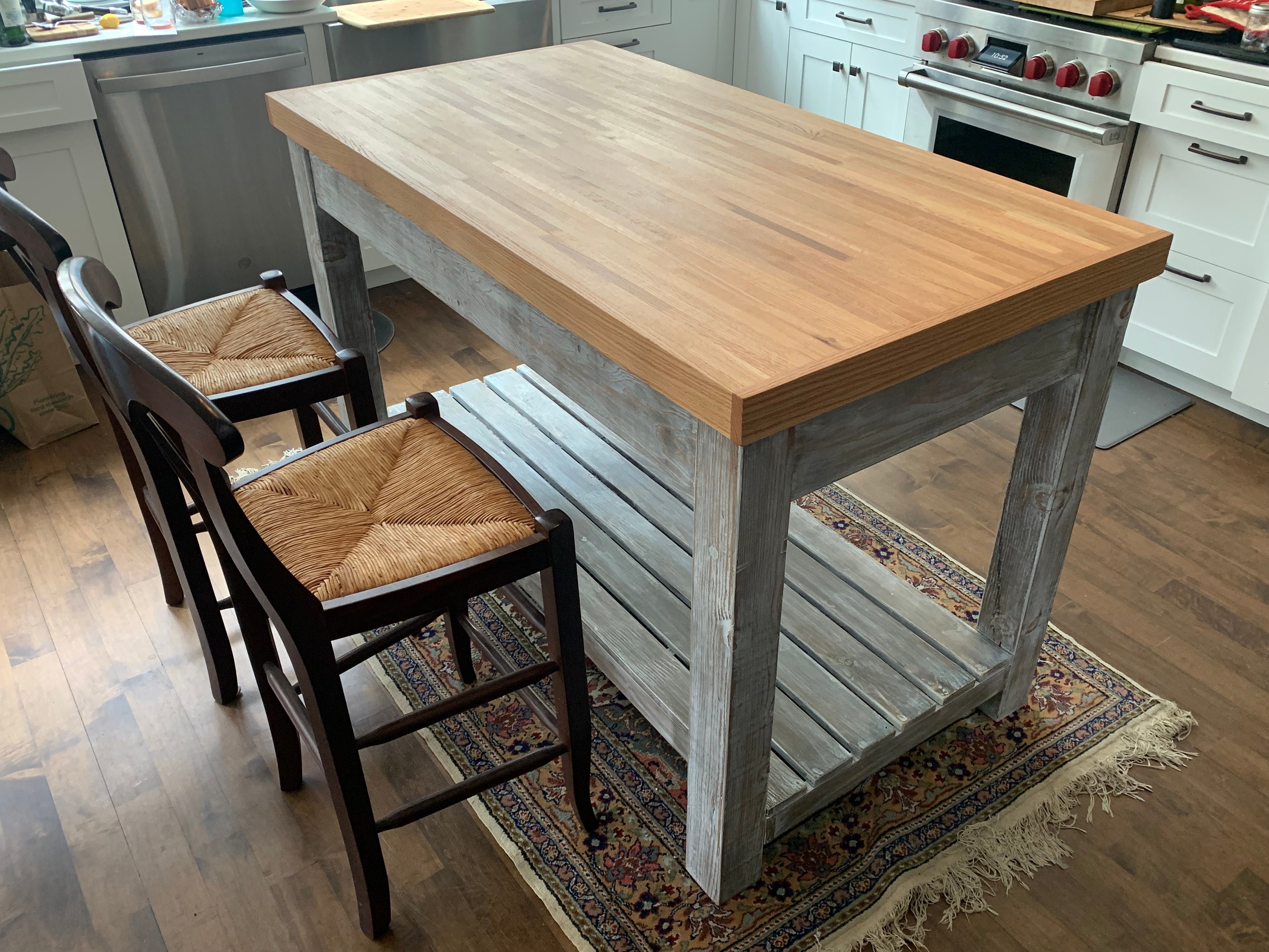 Butcher Top Kitchen Island Red Oak Etsy