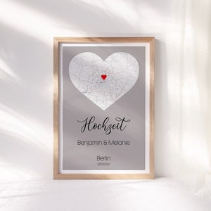 personalisiertes Karten Poster mit Herz - Wo alles begann, Hochzeitsgeschenk, Hochzeitstag, Geschenk für Brautpaar, Valentinstag