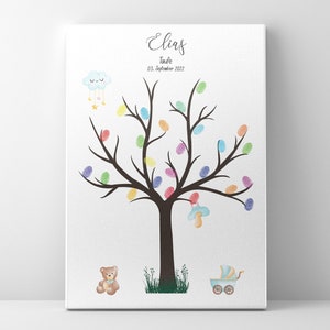 Gästebuch Fingerabdruck Taufe - Baum - Junge, Mädchen