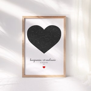 Sternhimmel personalisiert - Sternenkarte, Sternbild, Hochzeitsgeschenk, Hochzeitstag, Geschenk für Brautpaar, Valentinstag Geschenk