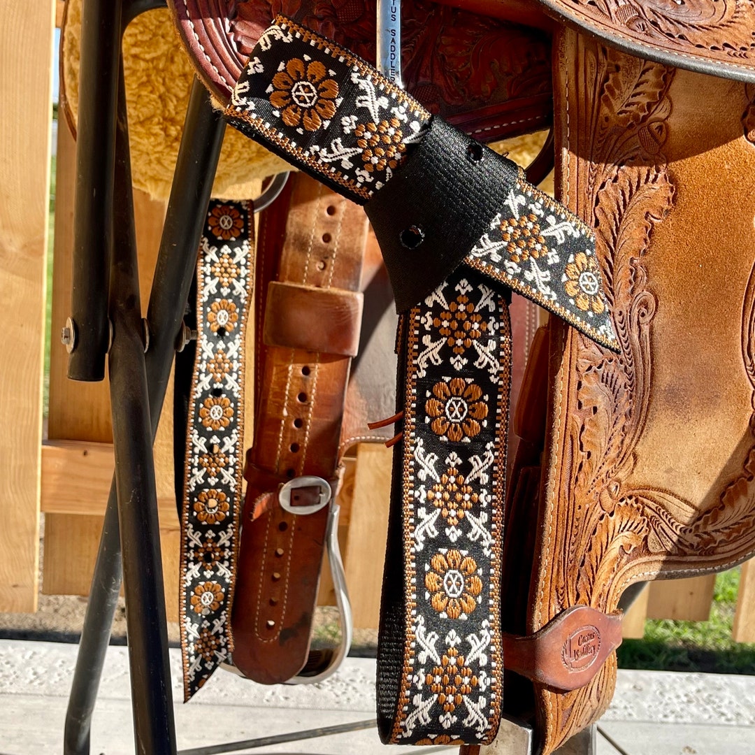 Tour De Flanc Western Cuir Gaufré à La Main - Style Rodeo, Cuir Latigo, Marque Ridex