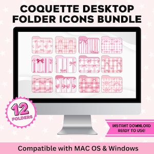 Mac OS および Windows 用のデスクトップ フォルダ アイコン バンドル デスクトップ オーガナイザー用のかわいい花柄の美しいアイコン PNG/ICO インスタント デジタル ファイル ダウンロード