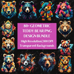 Teddybär Png-Bundle, buntes Urban Design Streetwear Png Sublimation, Urban Style Neon Design Graffiti Png für Tshirt, digitaler Download