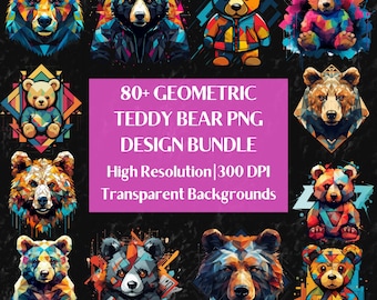 Teddy Bear Png Bundle, Colorful Urban Design Streetwear Png Sublimation, Urban Style Neon Design Graffiti Png for Tshirt, Digital Download